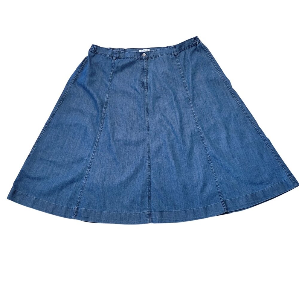 Roamans 30W Denim A Line Skirt Blue‎ Jean Maxi Full Modest Yellowstone